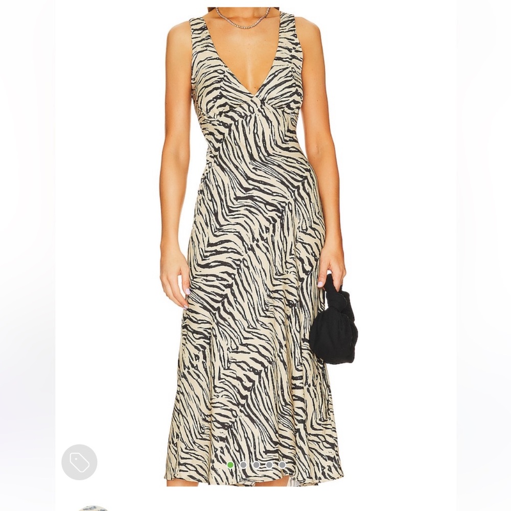 Silk Zebra Midi Dress. WORN ONCE size XS